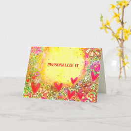 Roligt Gult Söt Anpassade Blommigt Notecard Kort