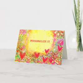 Roligt Gult Söt Anpassade Blommigt Notecard    Kort