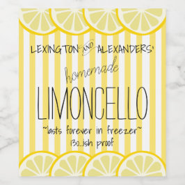 Roligt Gult Stripe Limoncello Flaska-etikett | Vinflaska Etikett