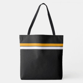 Roligt Gult Svartvit Tävla Rand, svart bakgrund Tygkasse