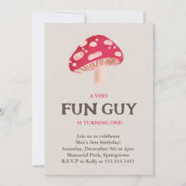 Roligt Guy Mushroom Theme födelsedagsinbjudan Inbjudningar
