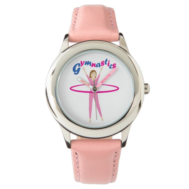Roligt Gymnastiktext med Rosa hula hooping girl Armbandsur (Framsida)