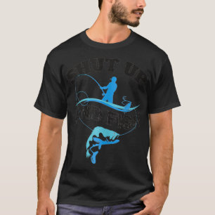 Roligt Håll käften och Novelty Art Fiske Silhouett T Shirt