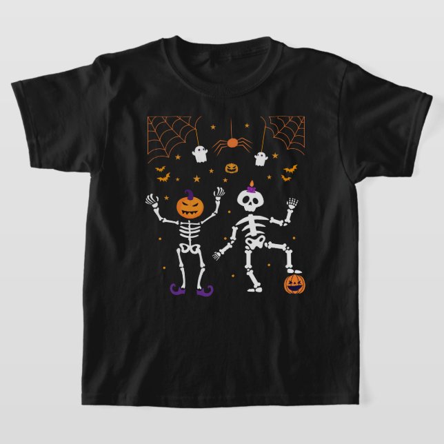 roligt Hallloween Skeleton T Shirt (Laydown)