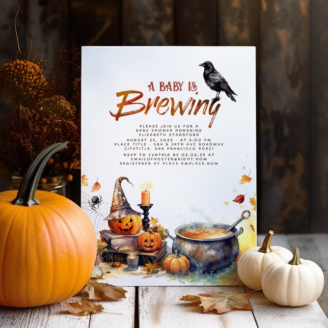 Roligt Halloween Baby Shower A Baby håller på att  Inbjudningar (Halloween Baby Shower Invitations)