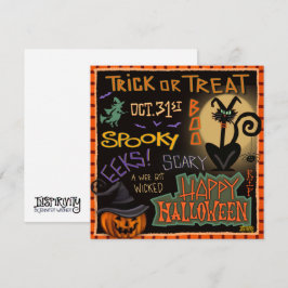 Roligt Halloween Black Cat Pumpkin Inspirief Julkort