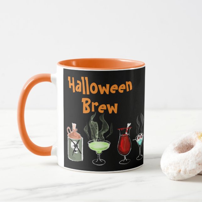Roligt Halloween Brew Black spooky Mugg (Med munk)