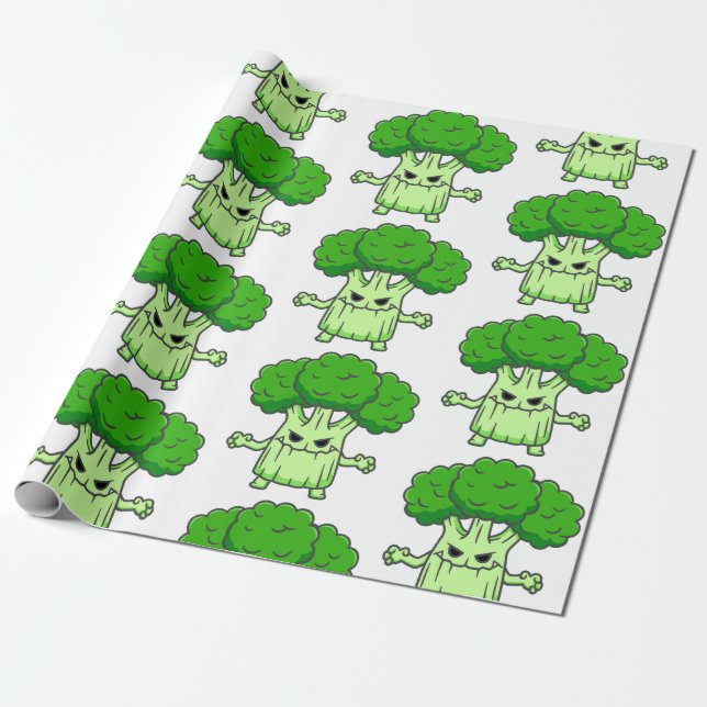 roligt halloween broccoli-monster presentpapper (Utrullad)