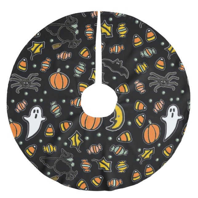 Roligt Halloween Decor Julgransmatta Borstad Polyester (Framsidan)