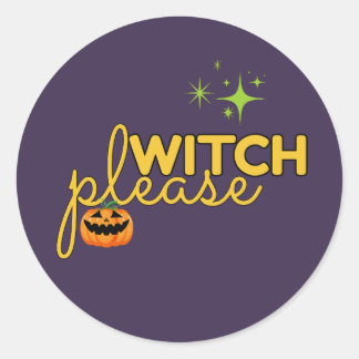 Roligt Halloween-design med häxa Runt Klistermärke