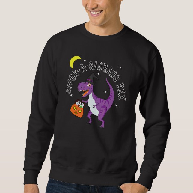 Roligt Halloween Dinosaur Spooky Graphic Spook a s Lång Ärmad Tröja (Framsida)