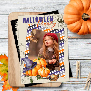 Roligt Halloween fest Beige-inbjudan med foto Inbjudningar