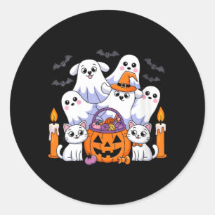 Roligt Halloween för kvinnor Hund Spöke Halloween Runt Klistermärke