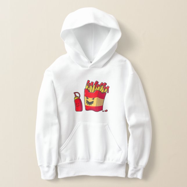 roligt halloween fransk fries monster t shirt (Laydown)