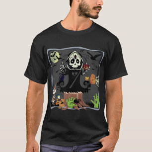 Roligt Halloween Grim Reaper Zombies Pumpkin Skele T Shirt