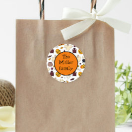 Roligt Halloween Illustrations Personlig Monogram Runt Klistermärke