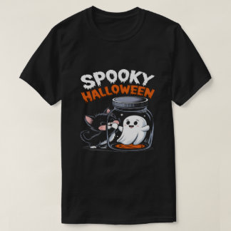 Roligt Halloween-katt och Roligt-deokdesign T Shirt