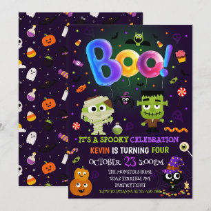 Roligt Halloween Kids Costume Födelsedagsfest Inbjudningar