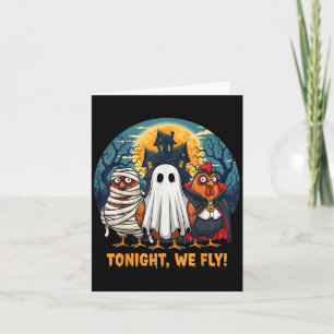 Roligt Halloween-kostym för kyckling ikväll flyger Kort