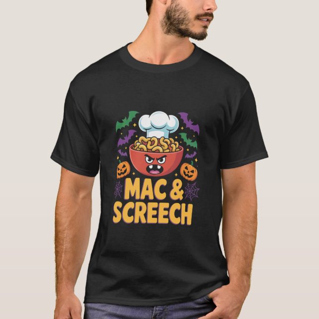 Roligt Halloween Mac & Screech Humor T Shirt (Framsida)