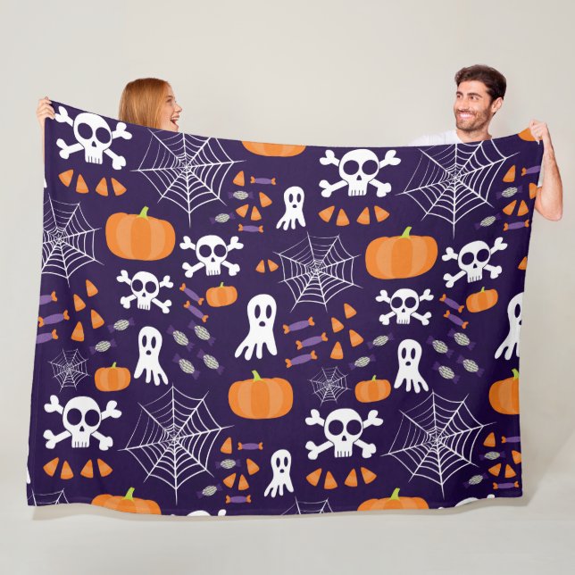Roligt Halloween-mönster Fleecefilt (På plats)