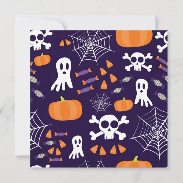 Roligt Halloween Mönster Inbjudningar (Framsida)