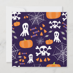 Roligt Halloween Mönster Inbjudningar
