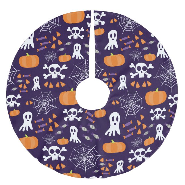 Roligt Halloween Mönster Julgransmatta Borstad Polyester (Framsidan)