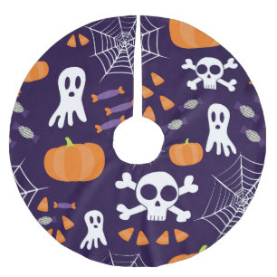 Roligt Halloween Mönster Julgransmatta Borstad Polyester