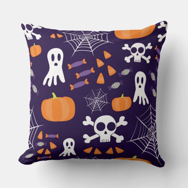 Roligt Halloween-mönster Kudde (Framsida)