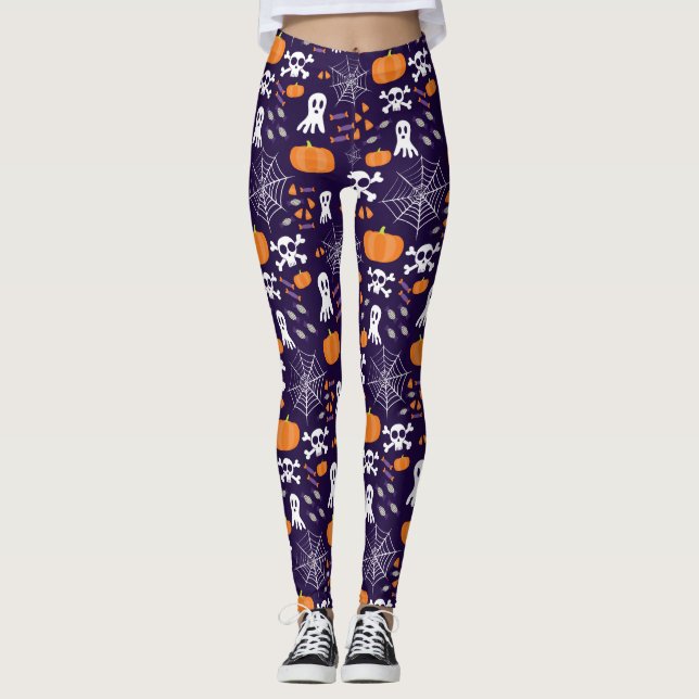 Roligt Halloween Mönster Leggings (Framsida)