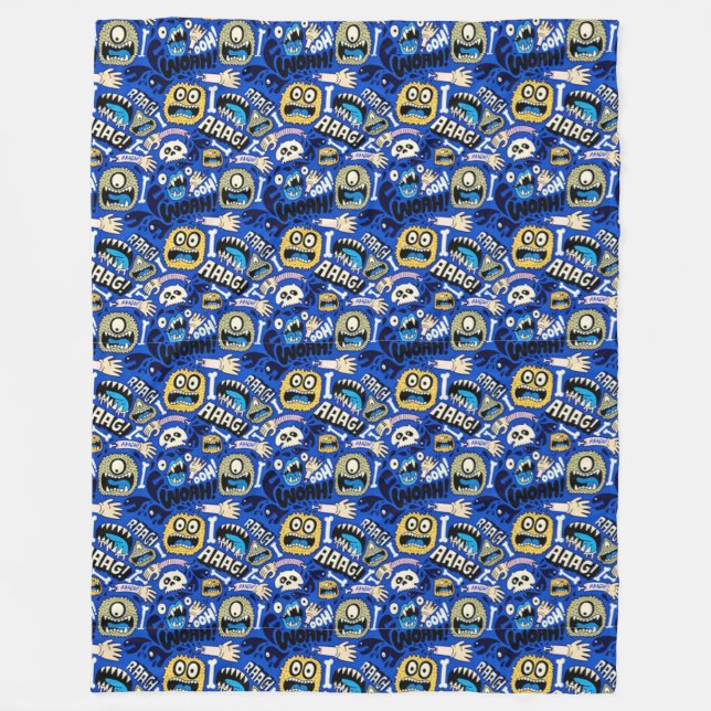 Roligt Halloween Monster Mönster Fleecefilt (Framsidan)