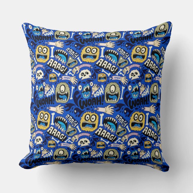 Roligt Halloween Monster Mönster Kudde (Framsida)