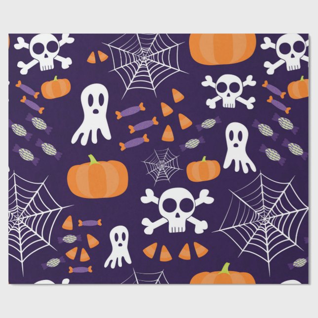 Roligt Halloween-mönster Presentpapper (Platt)