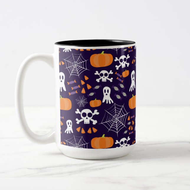 Roligt Halloween-mönster Två-Tonad Mugg (Vänster)