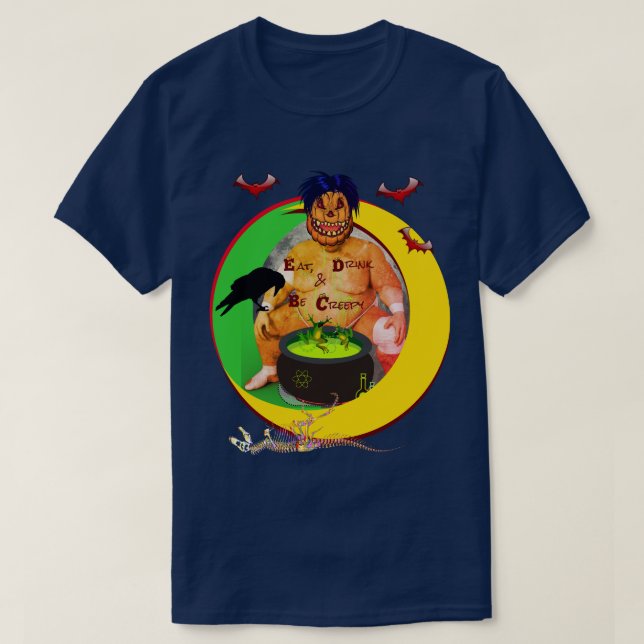 Roligt Halloween Navy Unisex T-Shirt (Design framsida)