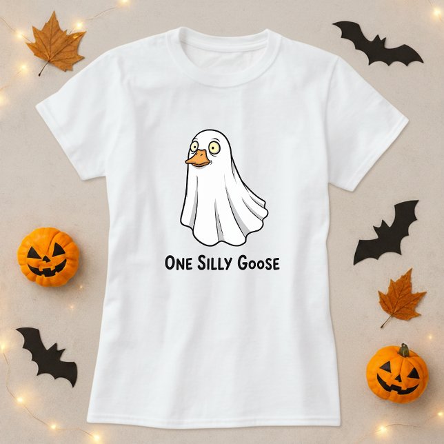 Roligt Halloween One Fånig Goose Tee; Ghost Costum T Shirt (Skapare uppladdad)