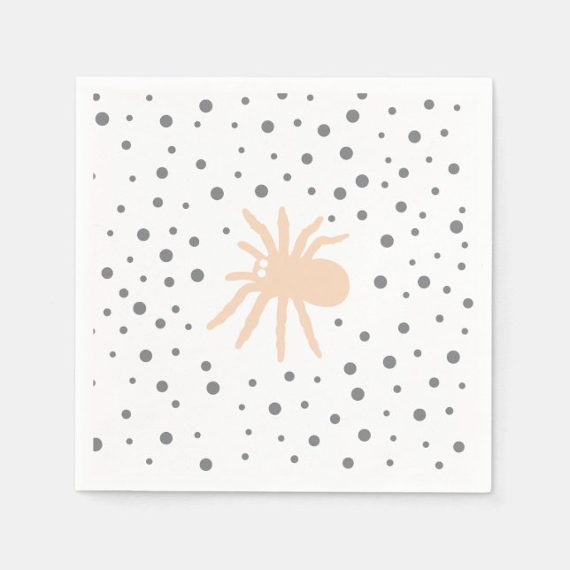 Roligt Halloween-Orange och svartspider Pappersservett (Framsidan)