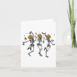 Roligt Halloween Pumpkin Dancing Skeleton Costume Kort