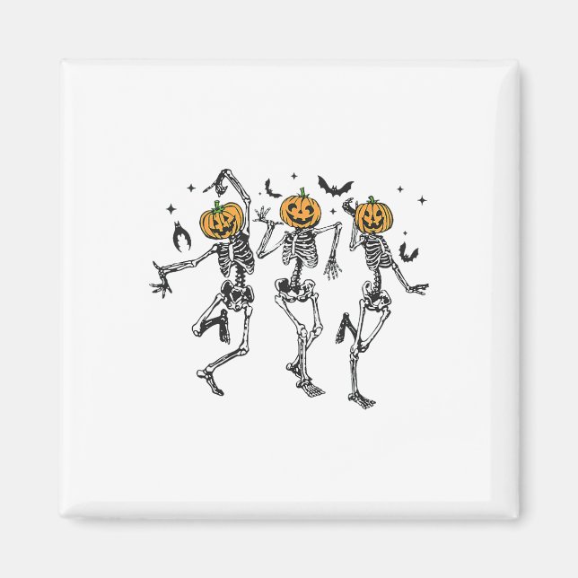 Roligt Halloween Pumpkin Dancing Skeleton Costume  Magnet (Framsidan)