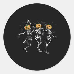 Roligt Halloween Pumpkin Dancing Skeleton Costume Runt Klistermärke