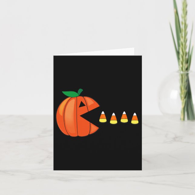 Roligt Halloween Pumpkin Eating Candy corn Kort (Framsida)