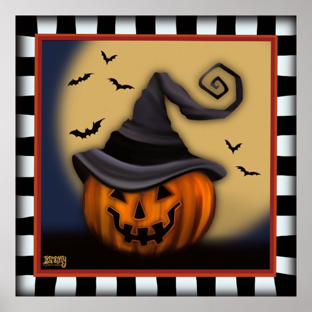 Roligt Halloween Pumpkin Fladdermus Classroom Insp Poster (Framsidan)