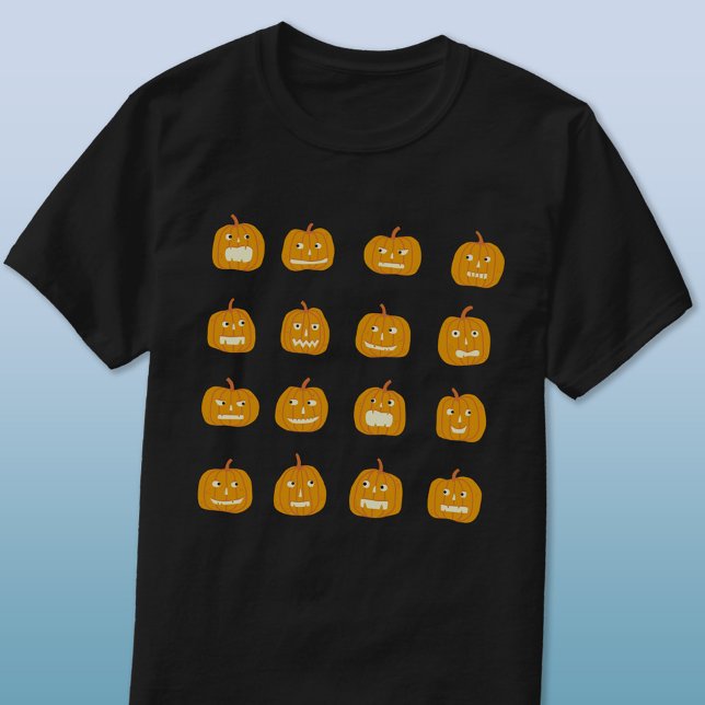 Roligt Halloween Pumpkin Lantern Mönster T Shirt (Fun Halloween pumpkin lantern t-shirt)