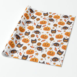 Roligt Halloween Pumpkins Mönster Illustration Presentpapper