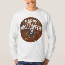 Roligt Halloween Skeleton Soccer T-Shirt Design