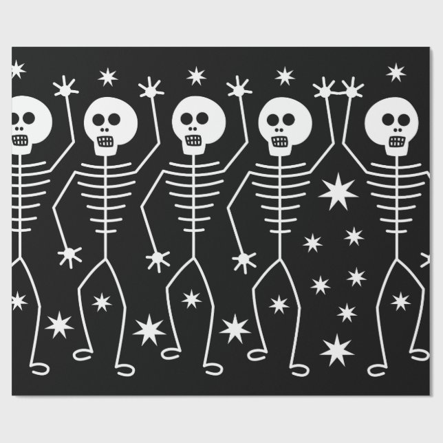 ROLIGT HALLOWEEN SKELETONS Pappra MED STARS Presentpapper (Platt)