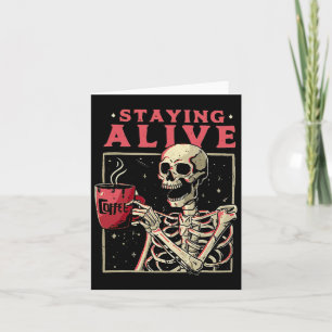 Roligt Halloween som stannar levande kaffe Skeleto Kort