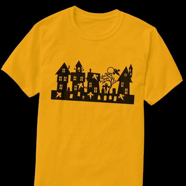 Roligt Halloween Spooky Village T Shirt (Spooky Halloween Village t-shirt)