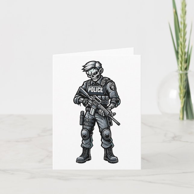 Roligt Halloween Tactical Zombie Creepy Kort (Framsida)